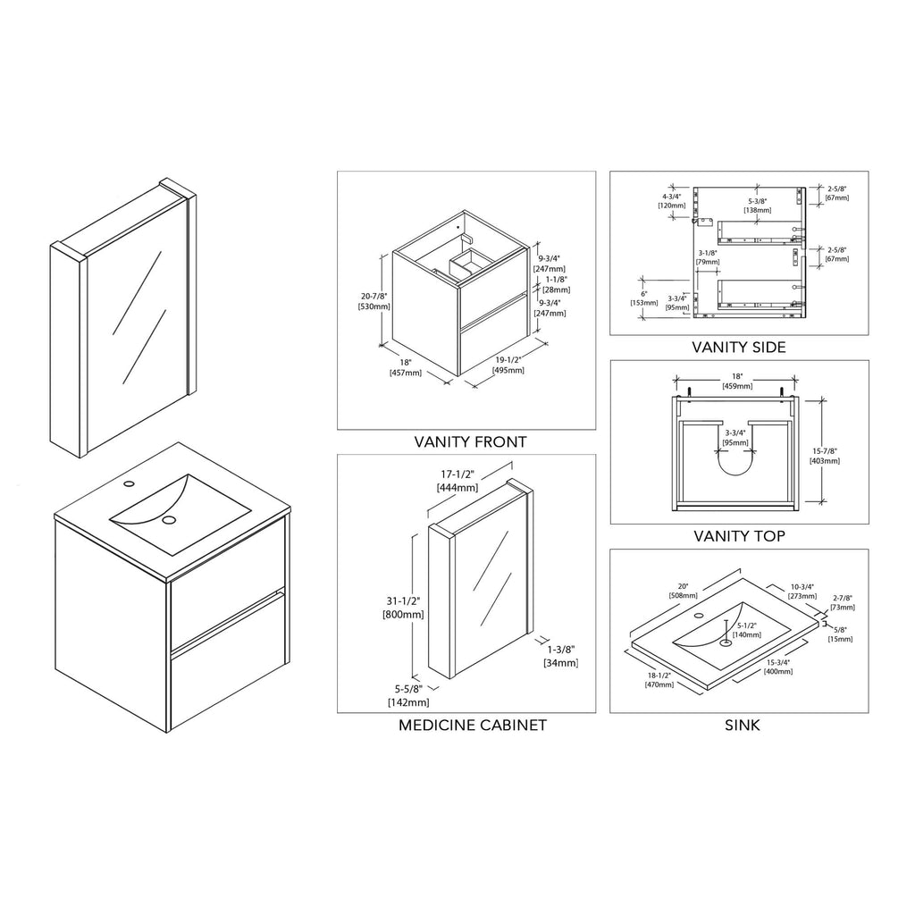 Blossom Valencia 20 Inch Bathroom Vanity - V8016 20 01