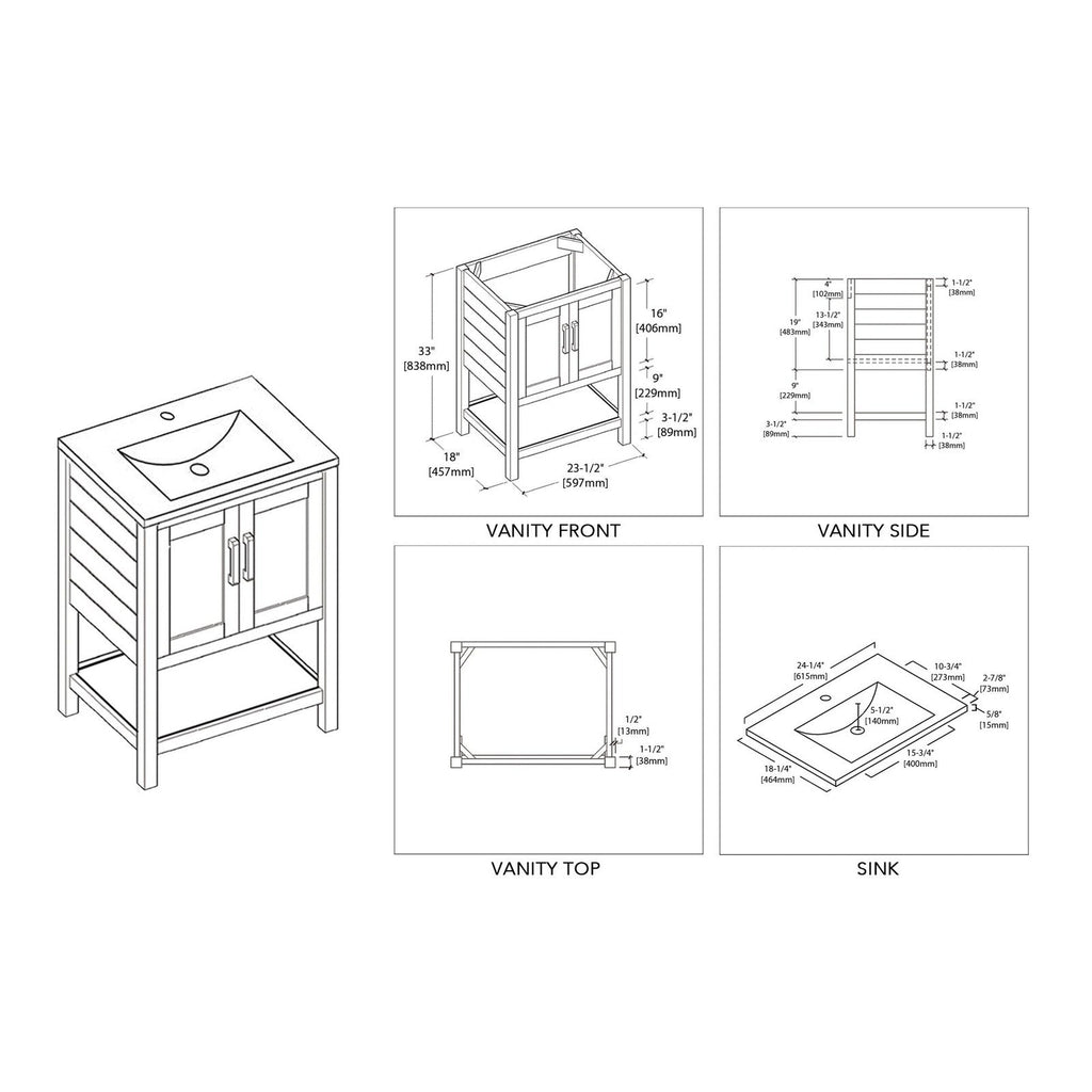 Blossom Lucca 24 Inch Bathroom Vanity - V8017 24 01