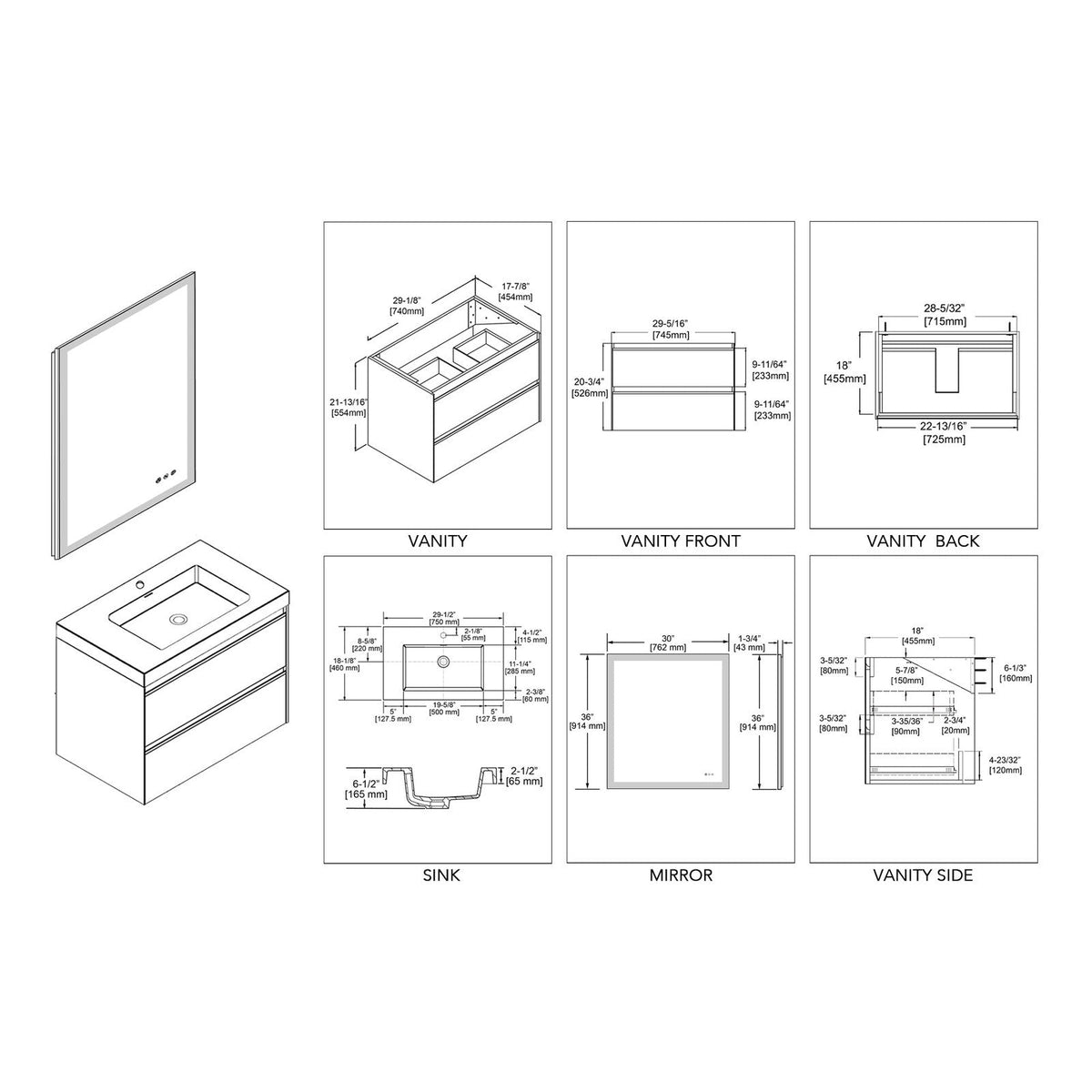 Blossom Berlin – 30 Inch Vanity – Glossy White & Glossy Grey - V8019 30 01