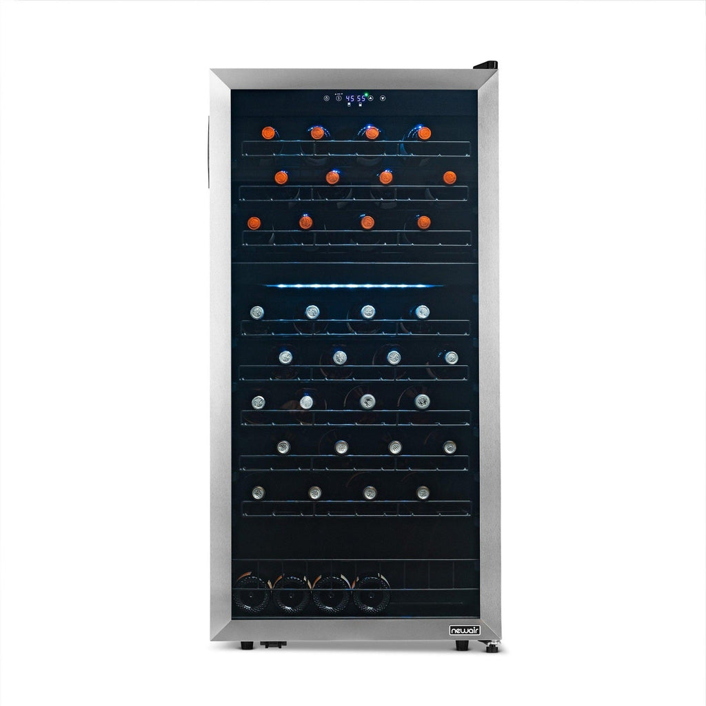 Newair - 76-Bottle Dual-Zone Freestanding Wine Cooler w/ Low-Vibration Ultra-Quiet Inverter Compressor (NWC076SS00)