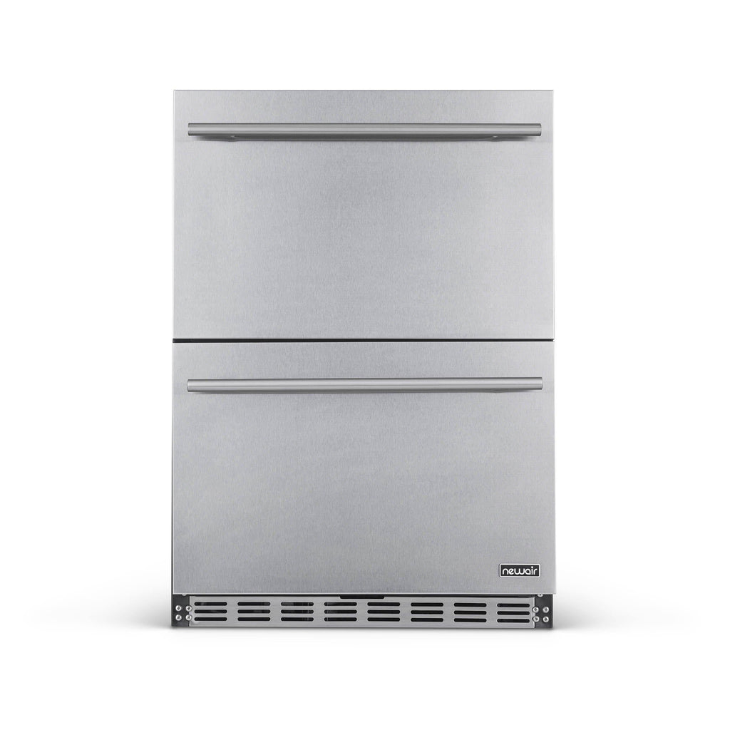 Newair - 24” 20-Bottle/80 Can Dual-Zone Built-in/Freestanding Outdoor Dual Drawer Wine & Beverage Center (NOF100SS00)