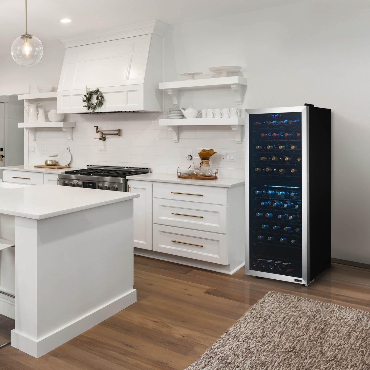 Newair - 98-Bottle Dual-Zone Freestanding Wine Cooler (NWC098SS00) w/ Low-Vibration Ultra-Quiet Inverter Compressor & Adjustable Racks