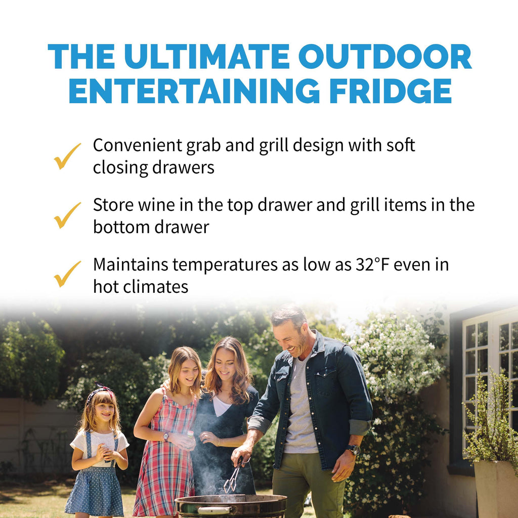 Newair - 24” 20-Bottle/80 Can Dual-Zone Built-in/Freestanding Outdoor Dual Drawer Wine & Beverage Center (NOF100SS00)