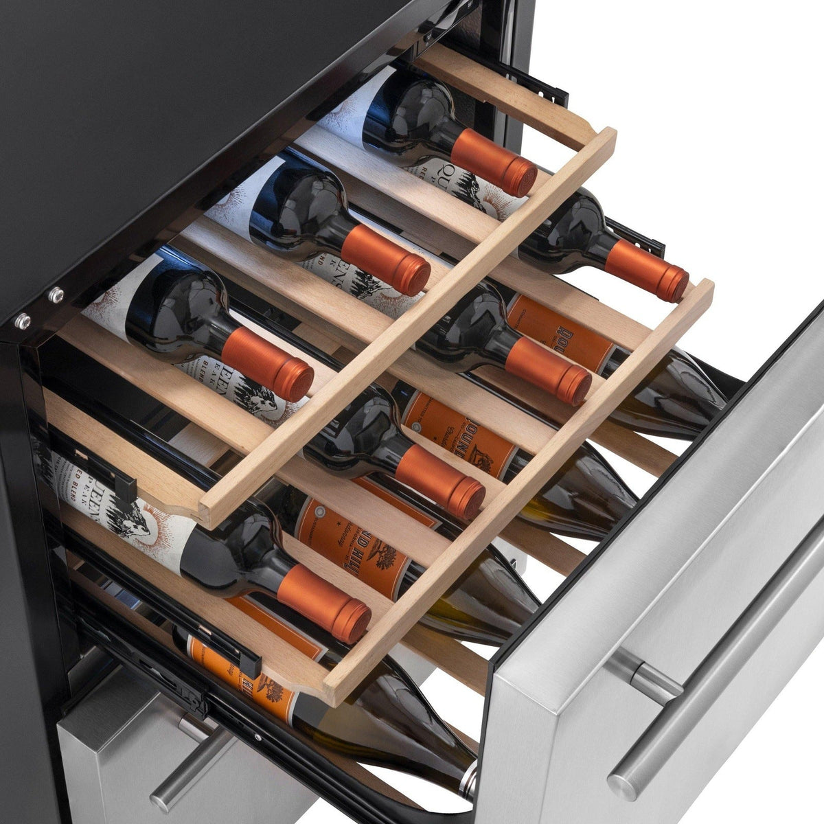 Newair - 24” 20-Bottle/80 Can Dual-Zone Built-in/Freestanding Outdoor Dual Drawer Wine & Beverage Center (NOF100SS00)