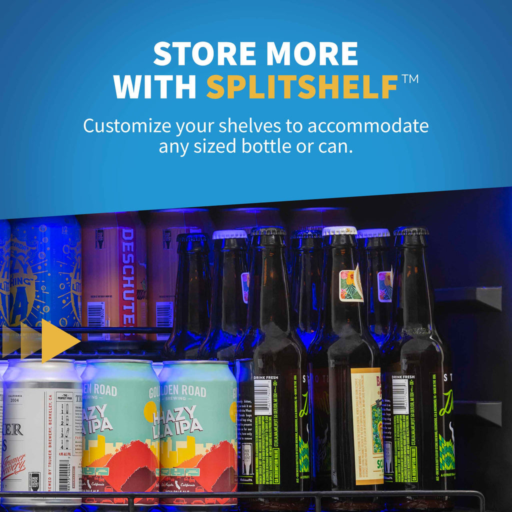 Newair - 24” 20-Bottle/70 Can Dual-Zone Built-in/Freestanding Wine & Beverage Center(AWB-400DB) in Stainless Steel w/ SplitShelf™ & Smooth Rolling Shelves