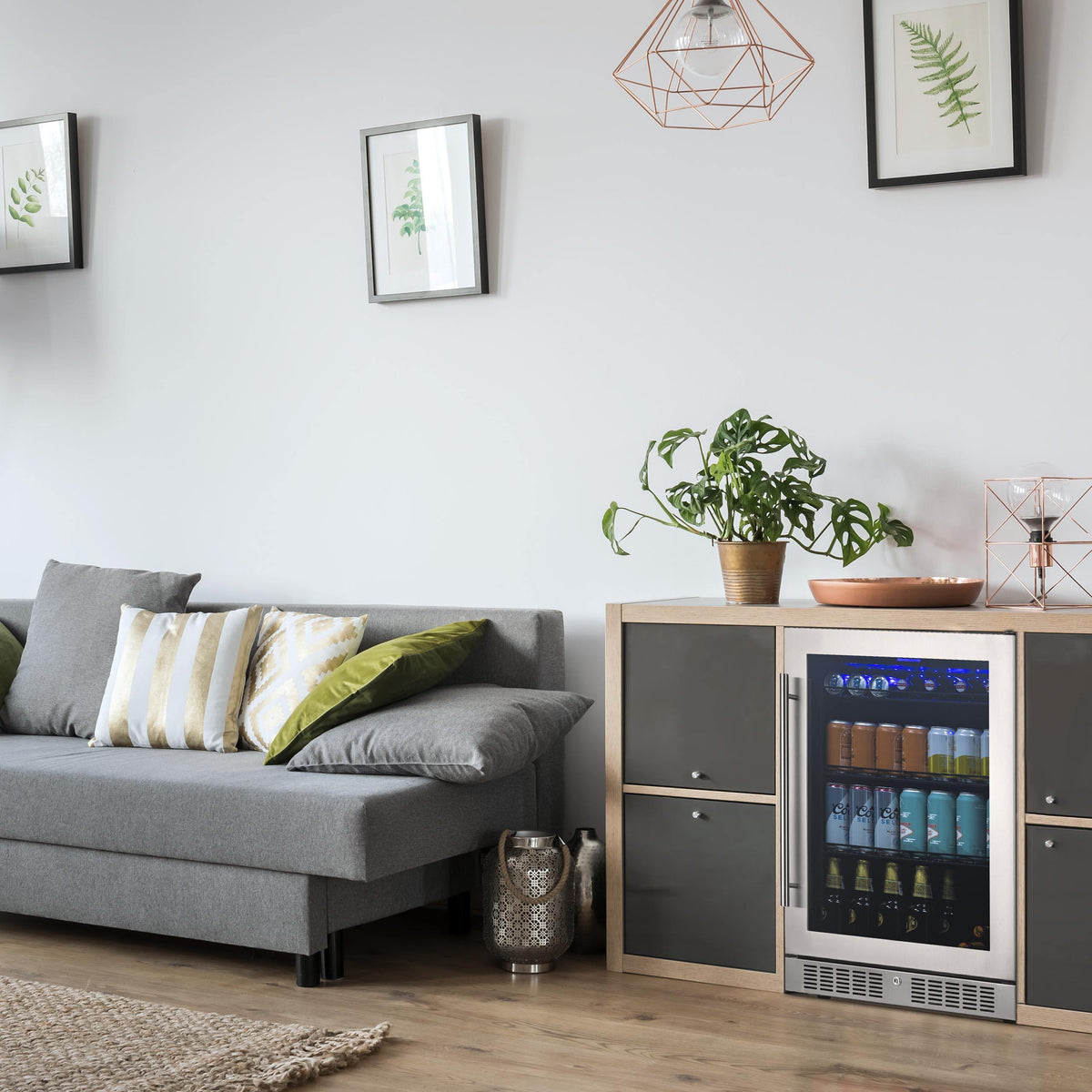 Newair - 24” 224-Can Built-in Premium Beverage Center w/ Color Changing LED Lights (NBC224SS00)