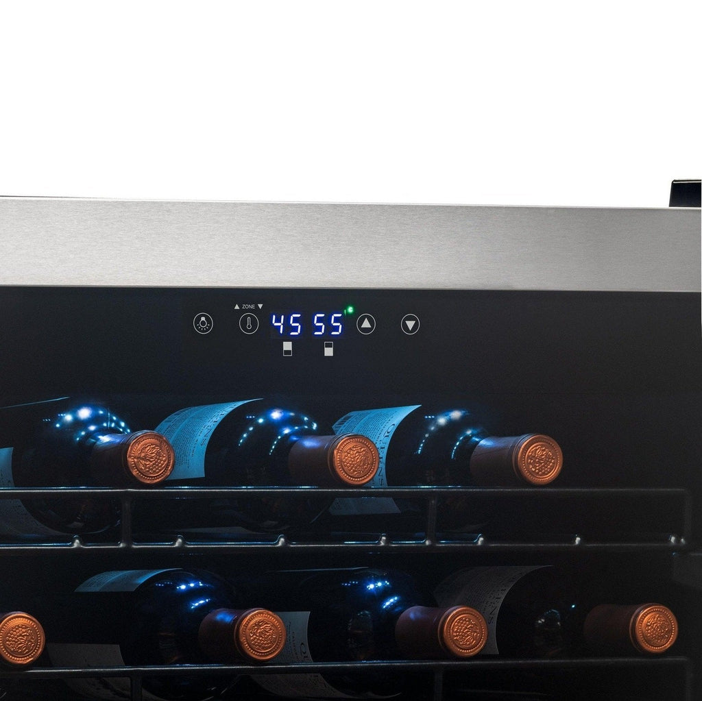 Newair - 76-Bottle Dual-Zone Freestanding Wine Cooler w/ Low-Vibration Ultra-Quiet Inverter Compressor (NWC076SS00)