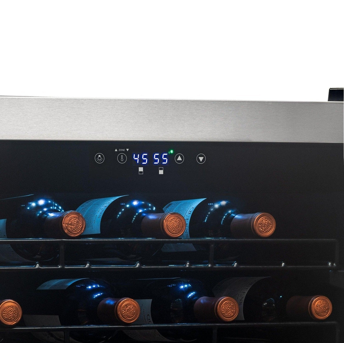 Newair - 76-Bottle Dual-Zone Freestanding Wine Cooler w/ Low-Vibration Ultra-Quiet Inverter Compressor (NWC076SS00)