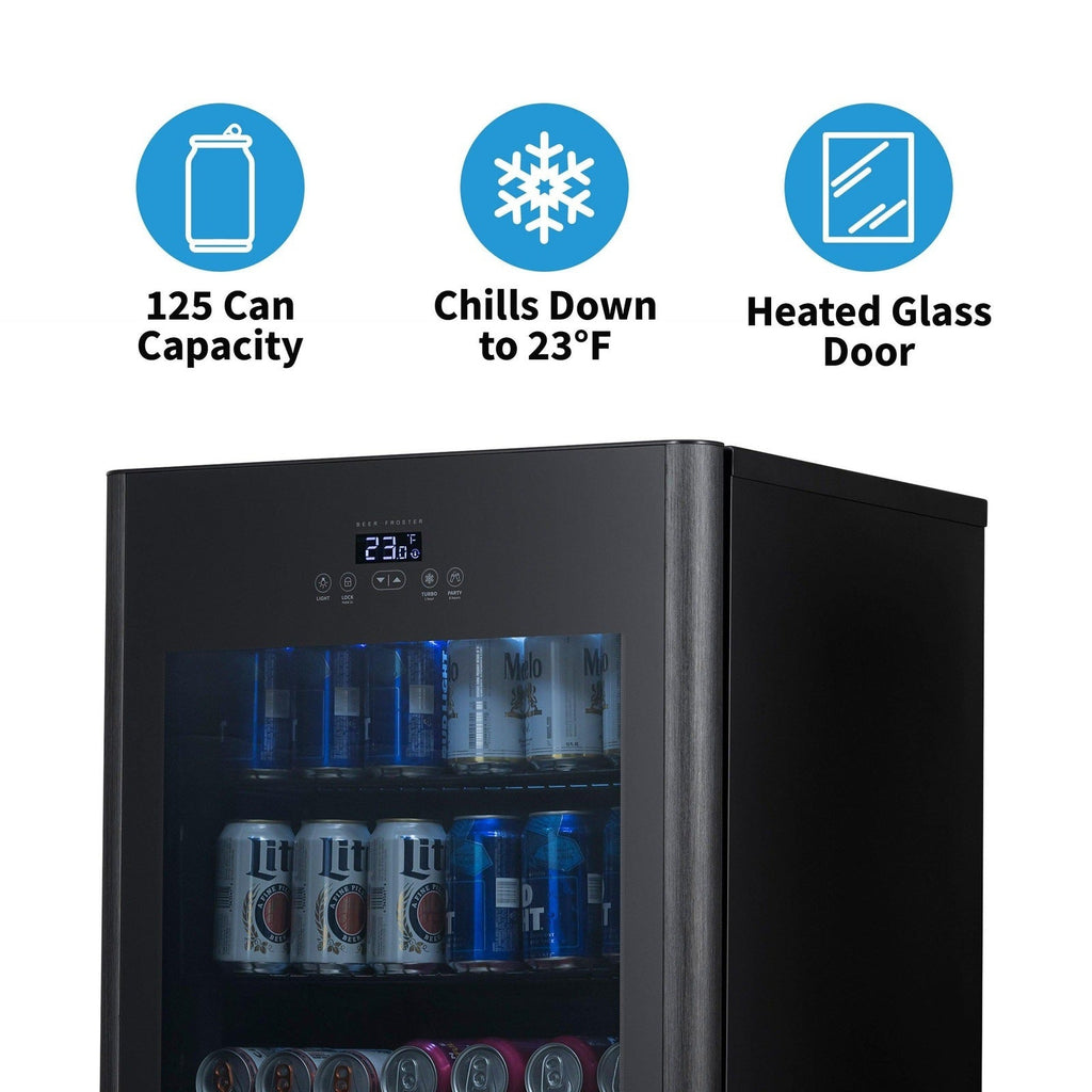 Newair Froster 125-Can Freestanding Black Beverage Center (NBF125BK00) - Chills Down to 23 Degrees!
