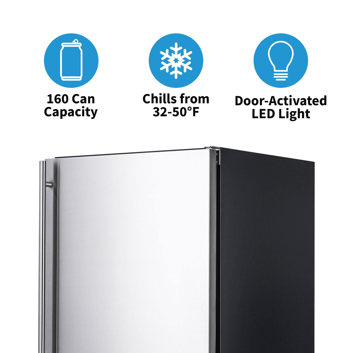 Newair - 24” 160-Can Built-in/Portable Weatherproof Outdoor Beverage Fridge (NOF160SS00) - Stainless Steel w/ Auto-Closing Door & Easy Glide Casters