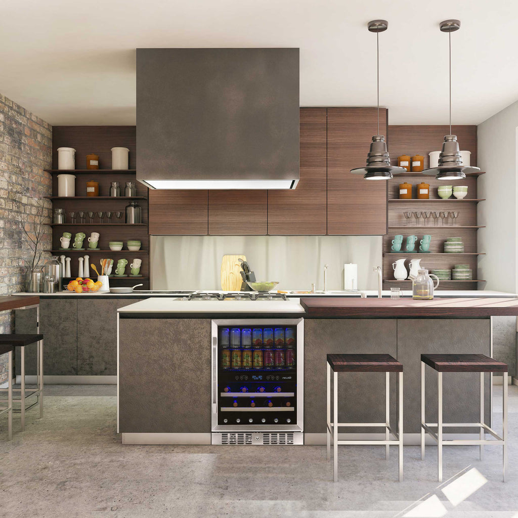 Newair - 24” 20-Bottle/70 Can Dual-Zone Built-in/Freestanding Wine & Beverage Center(AWB-400DB) in Stainless Steel w/ SplitShelf™ & Smooth Rolling Shelves