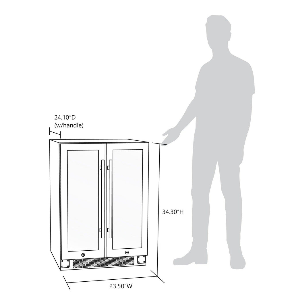 Newair - 24” 20-Bottle/60 Can Dual-Zone French Door Wine & Beverage Center (NWB080SS00) w/ Beech Wood Shelves