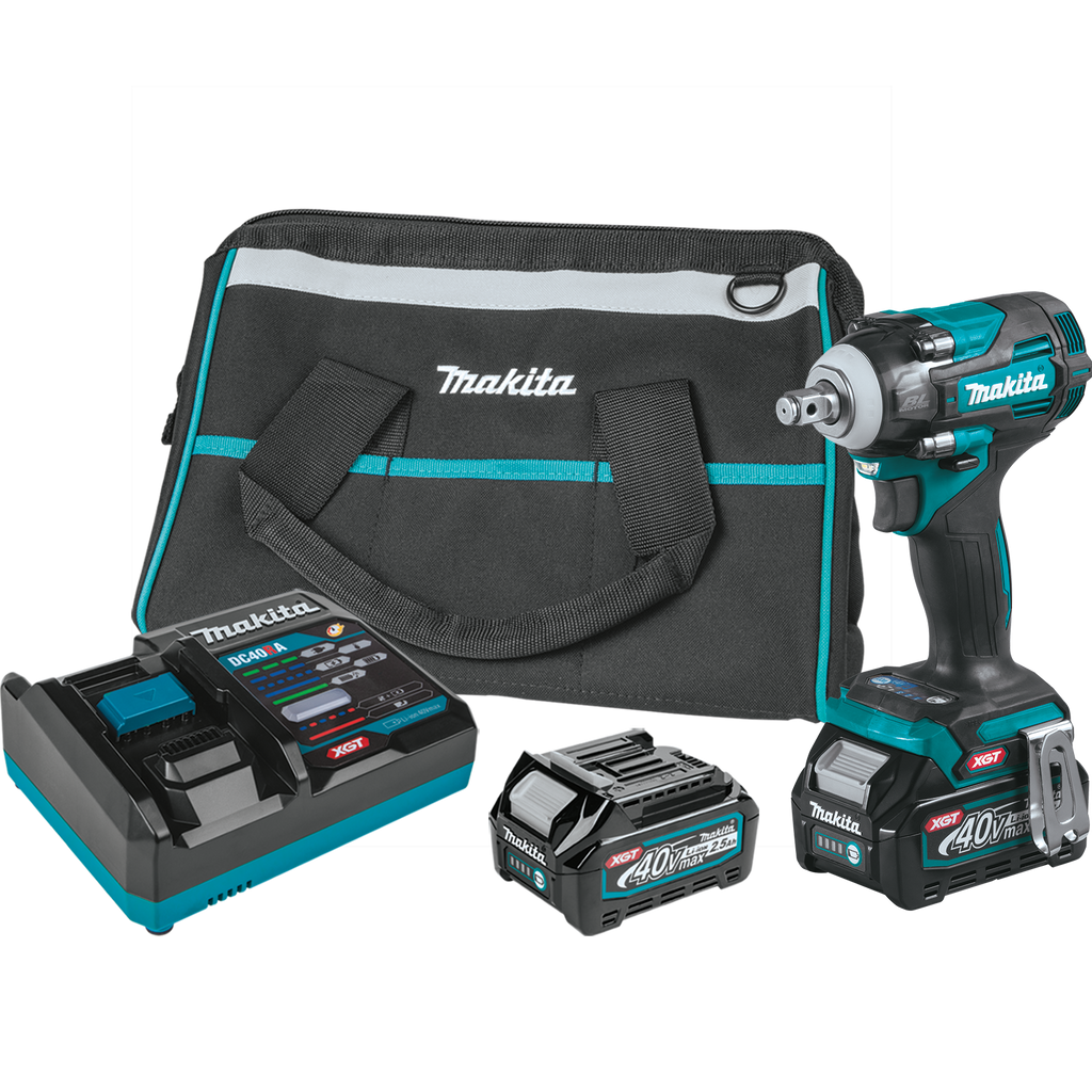 Makita 40V MAX XGT Brushless Cordless 4-Speed 1/2 In. Sq. Drive Impact Wrench Kit w/ Friction Ring Anvil (2.5Ah) - GWT04D