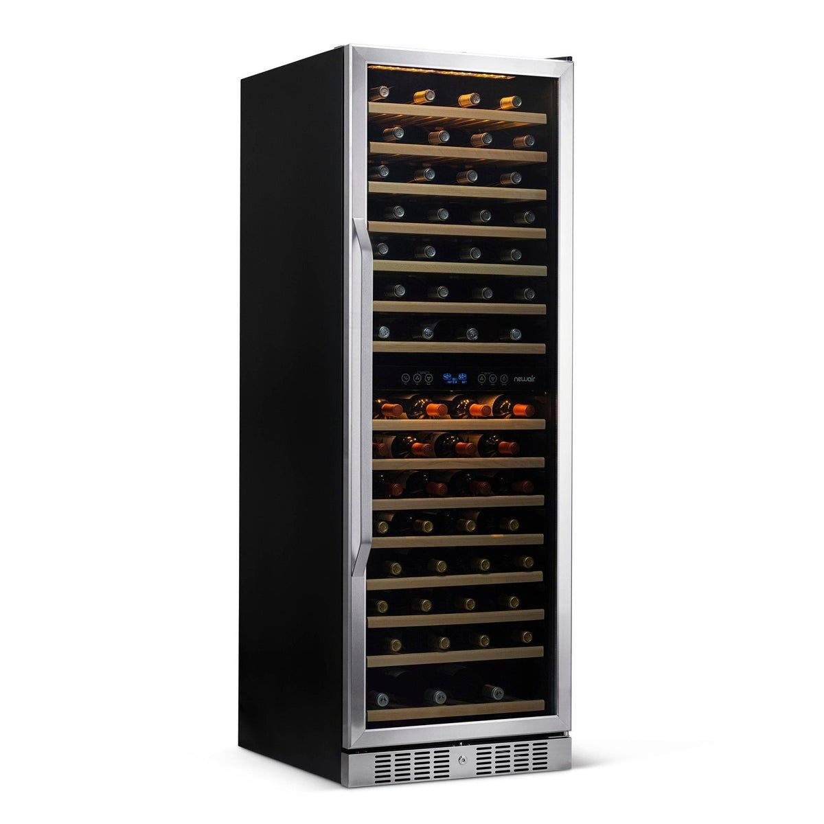 Newair - 27” 160-Bottle Dual-Zone Built-in/Freestanding Stainless Steel Wine Fridge (AWR-1600DB) - w/ Smooth Rolling Shelves