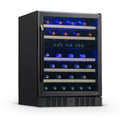 Newair - 24” 46-Bottle Dual-Zone Built-in/Freestanding Black Stainless Steel Wine Fridge (NWC046BS00)
