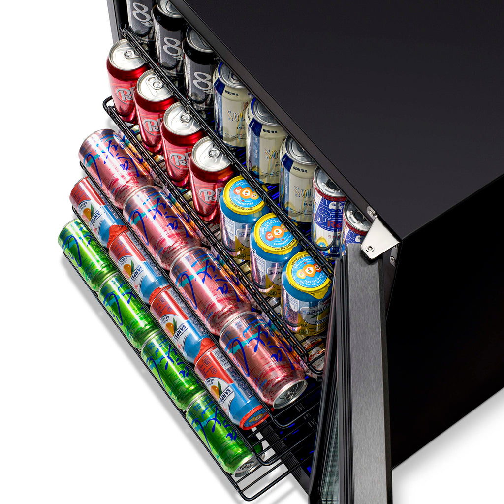 Newair - 24” 177 Can Built-in Beverage Center in Black Stainless Steel (NBC177BS00)