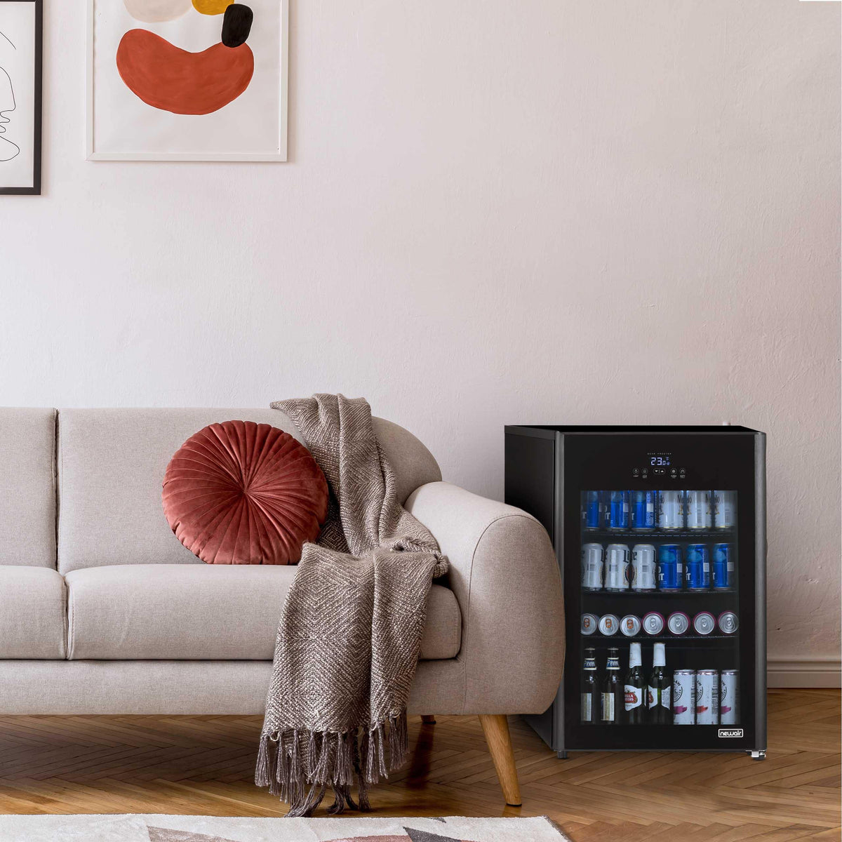 Newair Froster 125-Can Freestanding Black Beverage Center (NBF125BK00) - Chills Down to 23 Degrees!