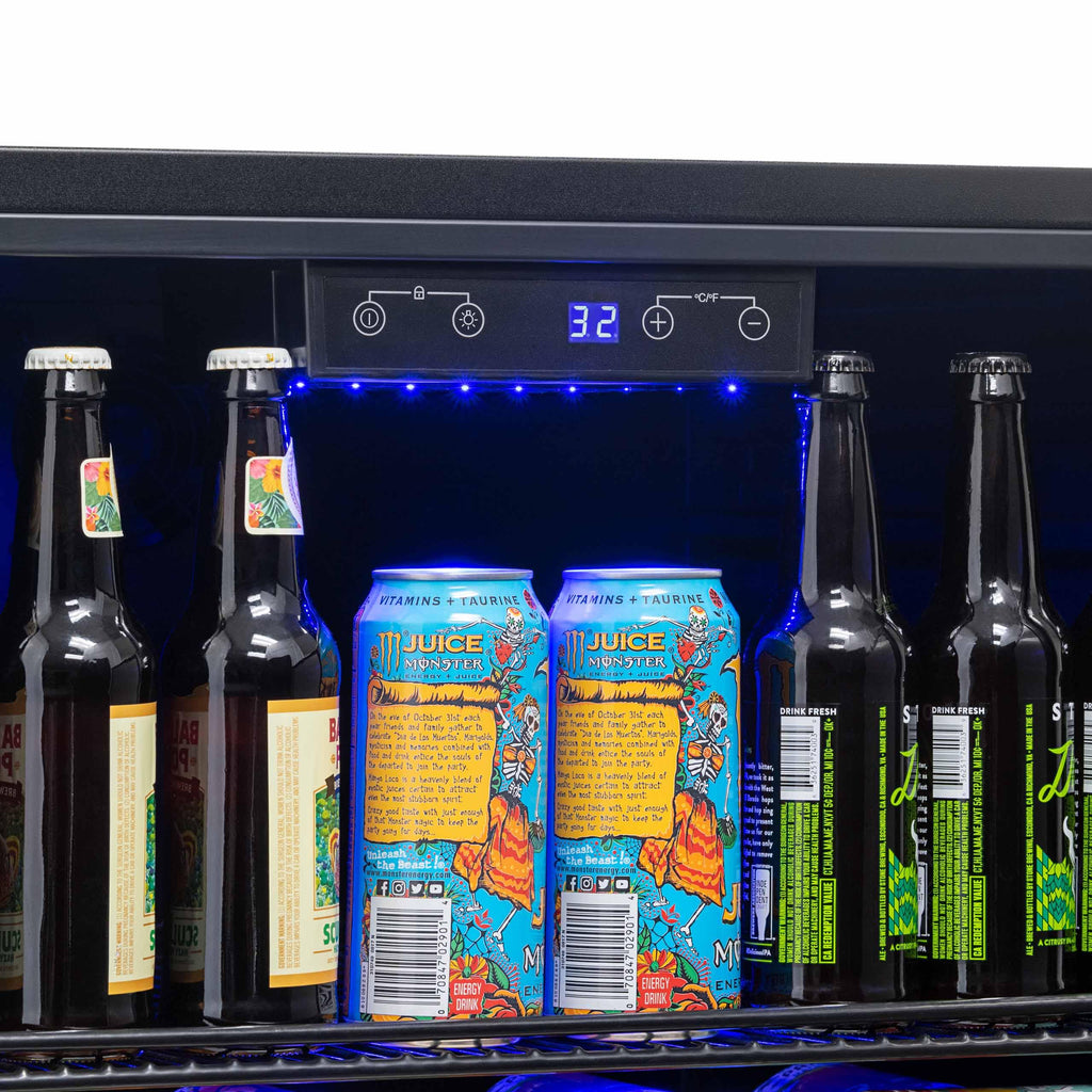 Newair - 24” 160-Can Built-in/Portable Weatherproof Outdoor Beverage Fridge (NOF160SS00) - Stainless Steel w/ Auto-Closing Door & Easy Glide Casters