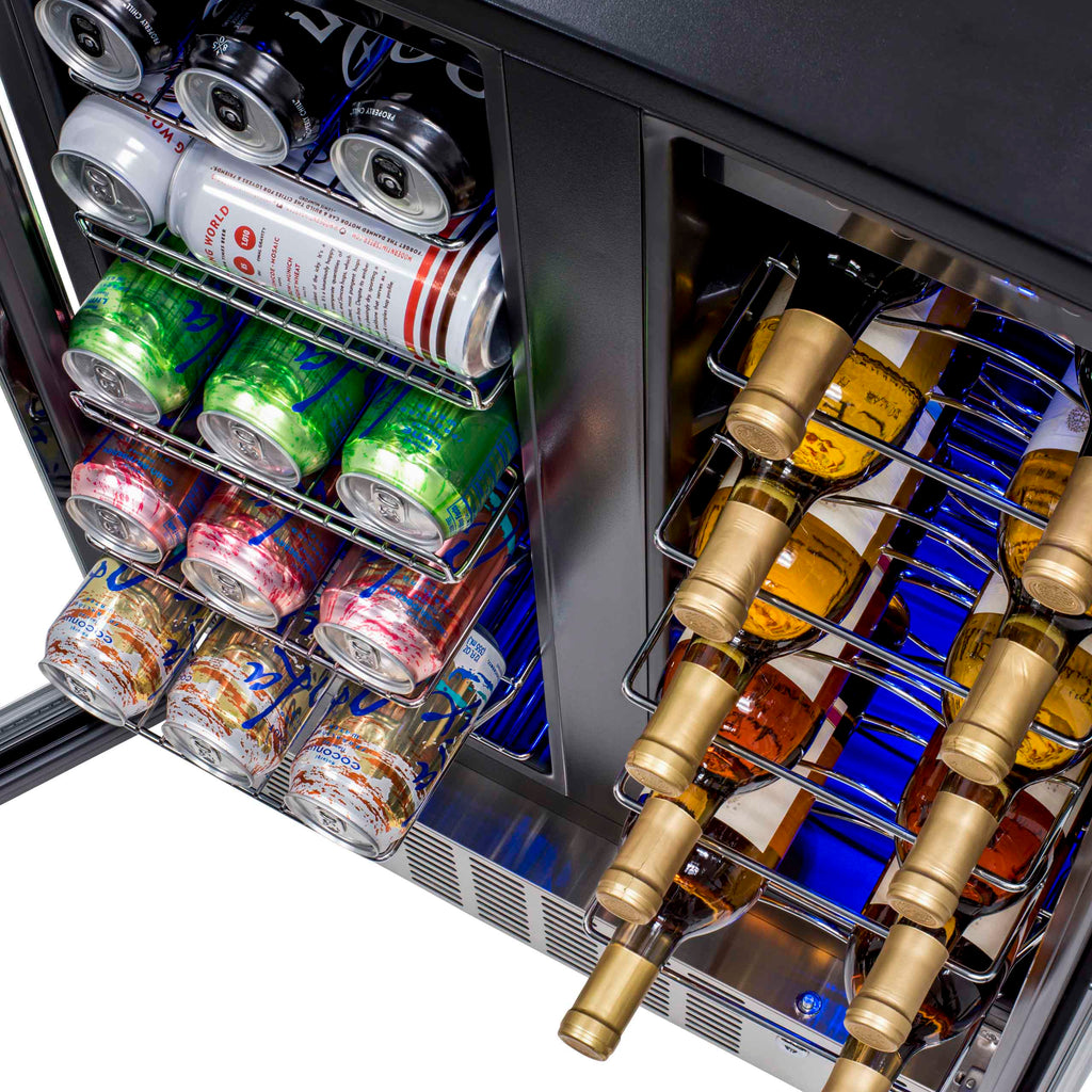 Newair - 24” 18-Bottle/58 Can Dual-Zone French Door Wine & Beverage Center (AWB-360DB)