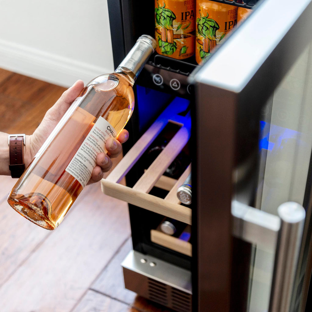 Newair - 15” 9-Bottle/48 Can Built-in/Freestanding Dual-Zone Wine & Beverage Center (NWB057SS00)