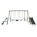 XDP Recreation Crestview Outdoor Swing Set w/ Slide, Glider, 3 Swings, & See Saw - 102127