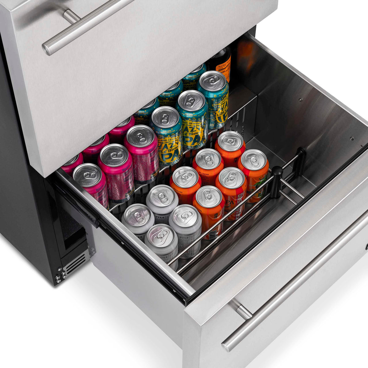 Newair - 24” 20-Bottle/80 Can Dual-Zone Built-in/Freestanding Outdoor Dual Drawer Wine & Beverage Center (NOF100SS00)