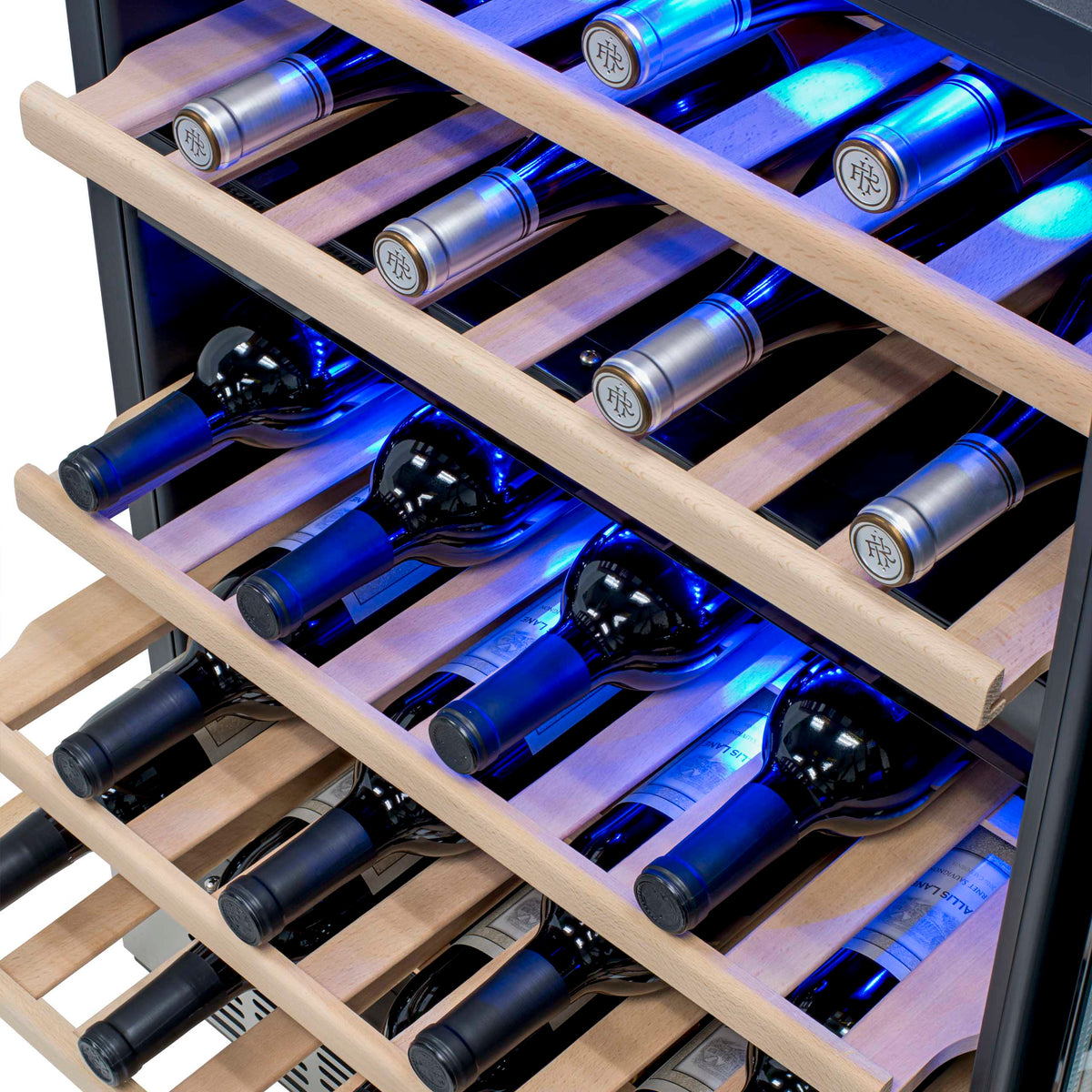 Newair - 24” 46-Bottle Dual-Zone Built-in/Freestanding Wine Cooler (AWR-460DB) - Stainless Steel w/ Beech Wood Shelves