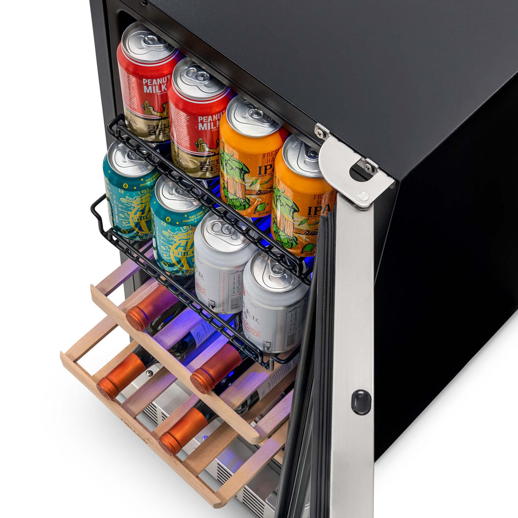 Newair - 15” 9-Bottle/48 Can Built-in/Freestanding Dual-Zone Wine & Beverage Center (NWB057SS00)