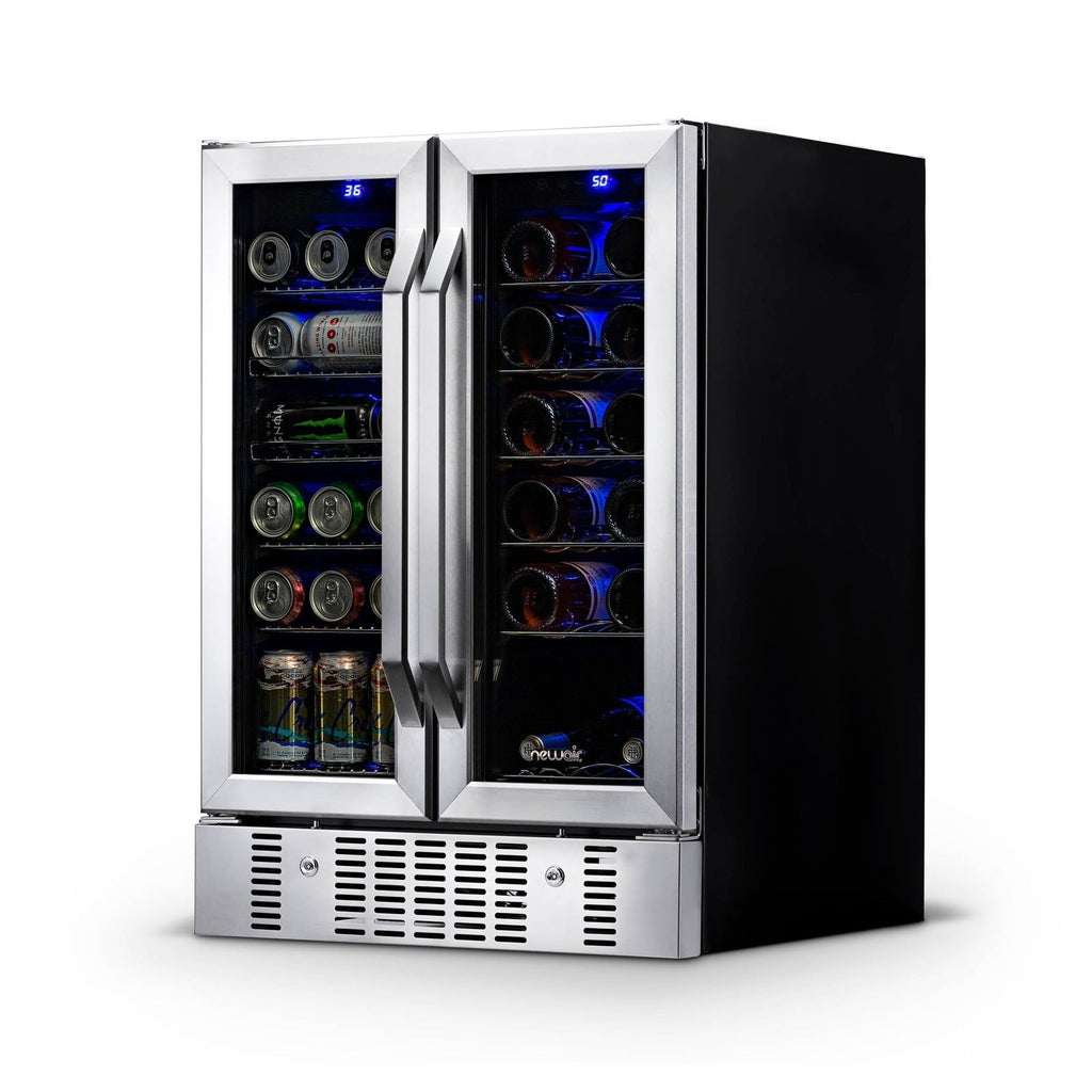Newair - 24” 18-Bottle/58 Can Dual-Zone French Door Wine & Beverage Center (AWB-360DB)