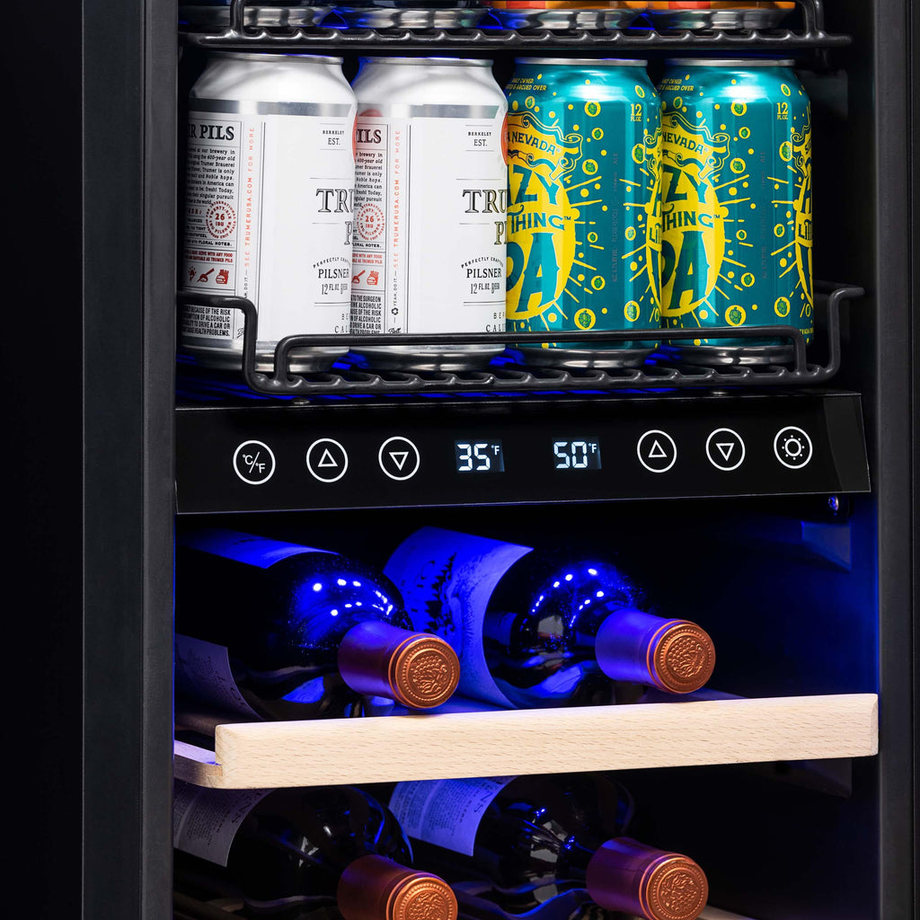 Newair - 15” 9-Bottle/48 Can Built-in/Freestanding Dual-Zone Wine & Beverage Center (NWB057SS00)
