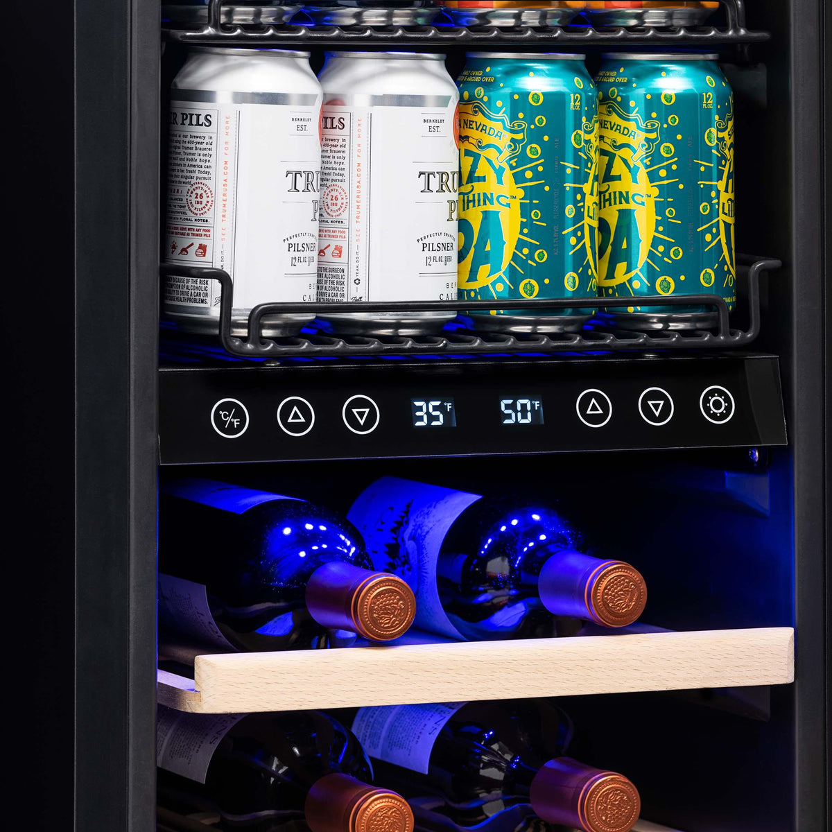 Newair - 15” 9-Bottle/48 Can Built-in/Freestanding Dual-Zone Wine & Beverage Center (NWB057SS00)