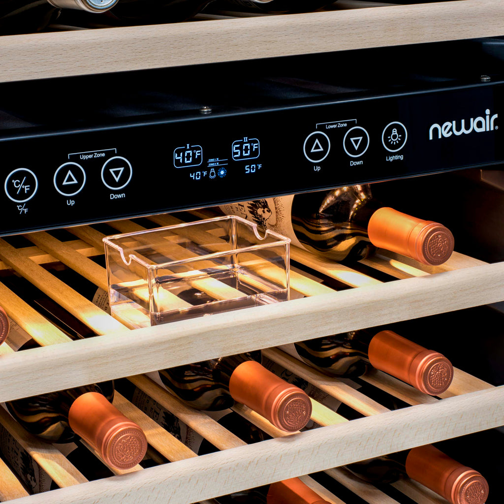 Newair - 27” 160-Bottle Dual-Zone Built-in/Freestanding Stainless Steel Wine Fridge (AWR-1600DB) - w/ Smooth Rolling Shelves