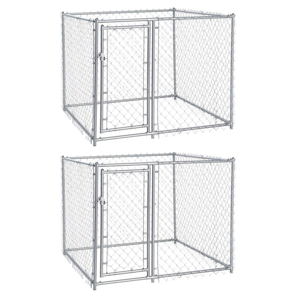 Lucky Dog 5 x 5 x 4 Foot Heavy Duty Outdoor Chain Link Dog Kennel (2 Pack) - 125137