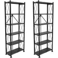 Origami 6 Tier Classic Steel Bookcase Organizer Storage Rack, Black (2 Pack) - 125949