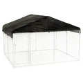 Lucky Dog 10 x 10 Ft Outdoor Steel Chain Link Dog Kennel & Waterproof Roof Cover - 126758
