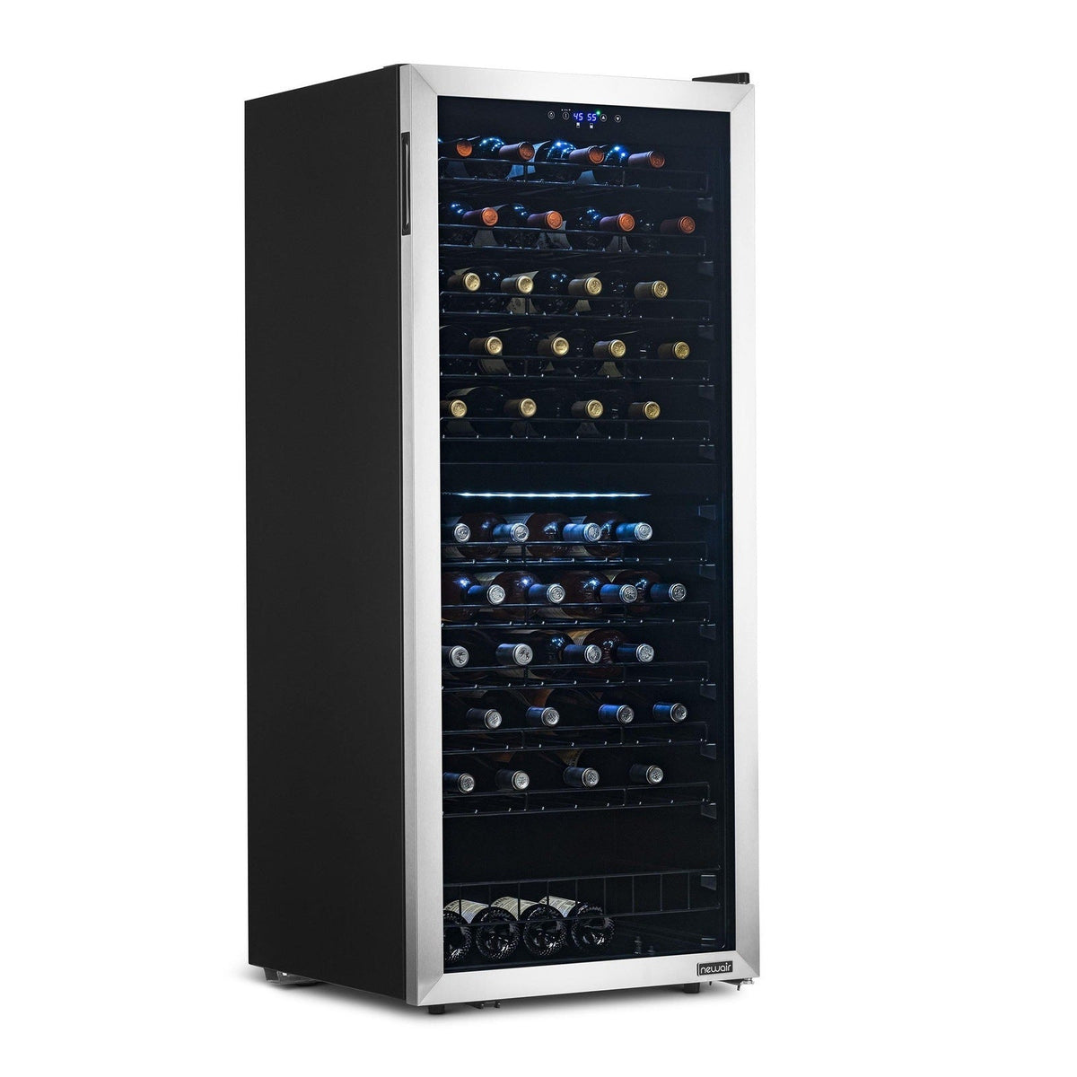 Newair - 98-Bottle Dual-Zone Freestanding Wine Cooler (NWC098SS00) w/ Low-Vibration Ultra-Quiet Inverter Compressor & Adjustable Racks