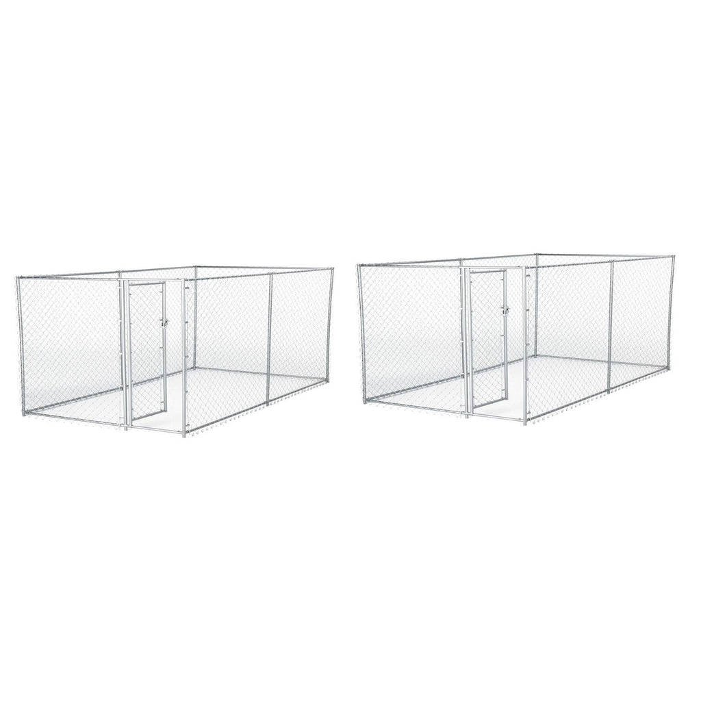 Lucky Dog 10 x 5 x 4 Foot Heavy Duty Outdoor Chain Link Kennel Enclosure (2 Pk) - 130240