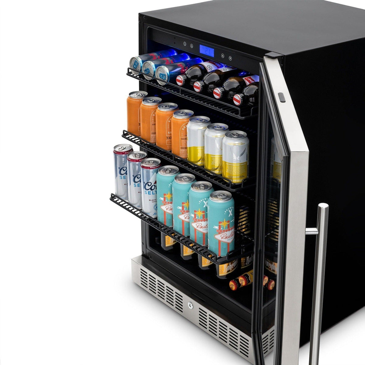 Newair - 24” 224-Can Built-in Premium Beverage Center w/ Color Changing LED Lights (NBC224SS00)