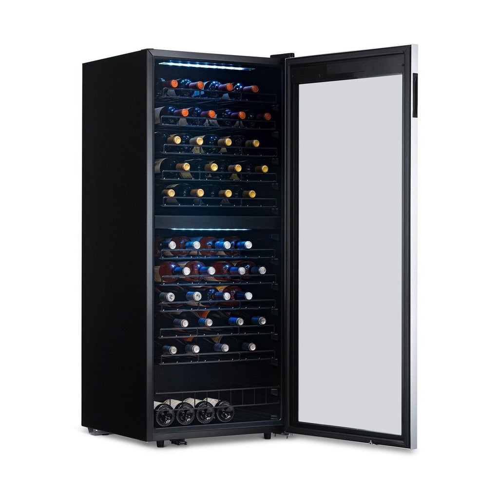Newair - 98-Bottle Dual-Zone Freestanding Wine Cooler (NWC098SS00) w/ Low-Vibration Ultra-Quiet Inverter Compressor & Adjustable Racks