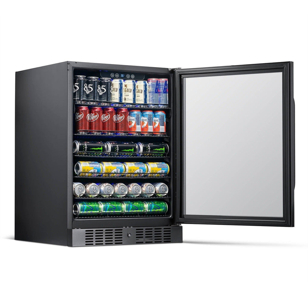 Newair - 24” 177 Can Built-in Beverage Center in Black Stainless Steel (NBC177BS00)