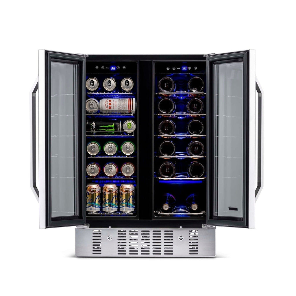 Newair - 24” 18-Bottle/58 Can Dual-Zone French Door Wine & Beverage Center (AWB-360DB)