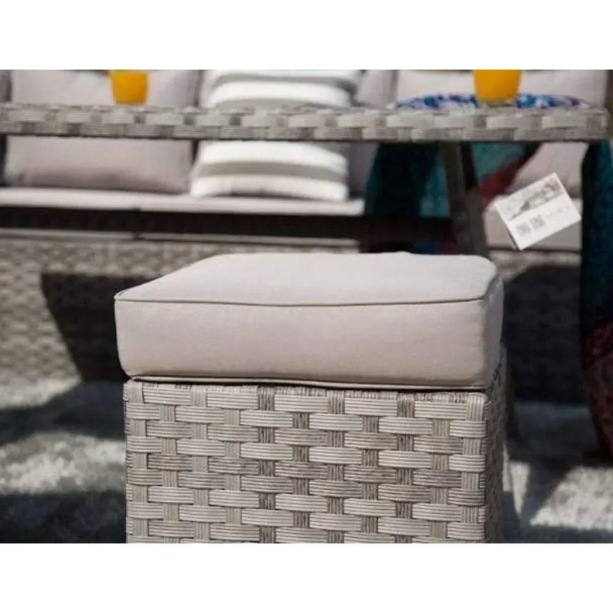145.08" X 31.98" X 32.37" Gray 6-Piece Wide Outdoor Sectional Set with Cushions and Ottomans - 372329