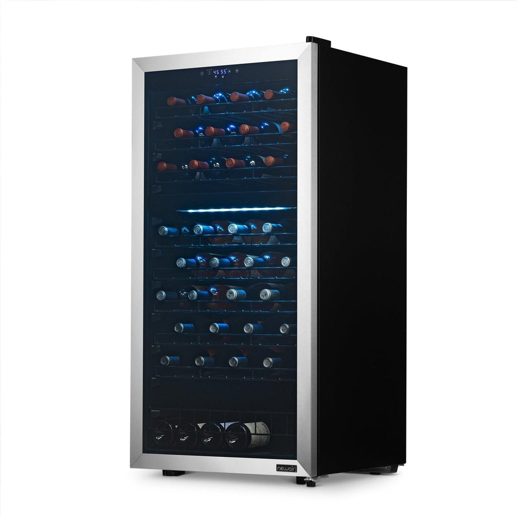 Newair - 76-Bottle Dual-Zone Freestanding Wine Cooler w/ Low-Vibration Ultra-Quiet Inverter Compressor (NWC076SS00)
