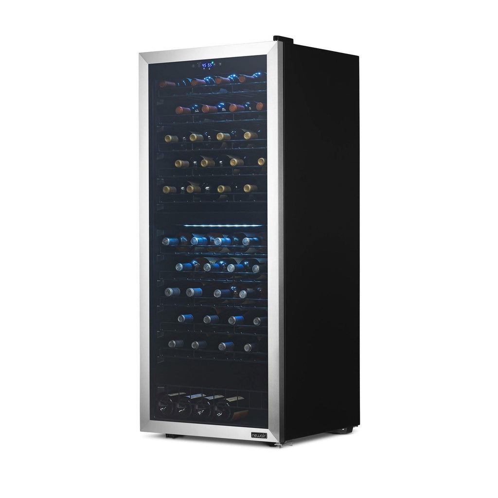 Newair - 98-Bottle Dual-Zone Freestanding Wine Cooler (NWC098SS00) w/ Low-Vibration Ultra-Quiet Inverter Compressor & Adjustable Racks