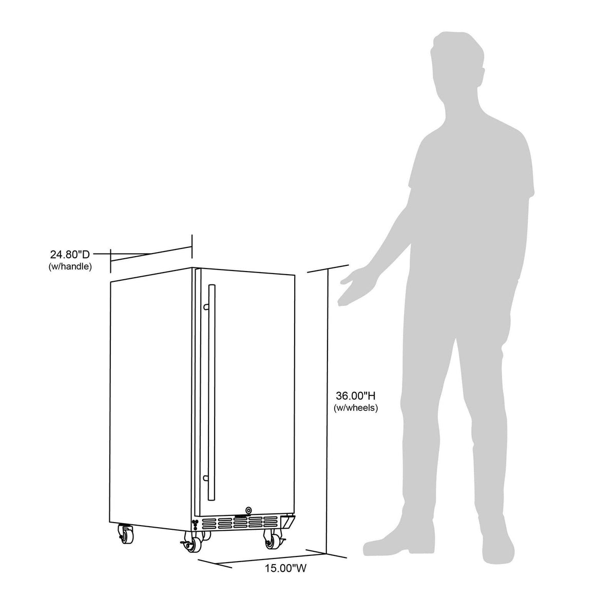 NewAir - 15" 90-Can Weatherproof Outdoor Beverage Center (NOF090SS00) Stainless Steel w/ Auto-Closing Door & Easy Glide Casters