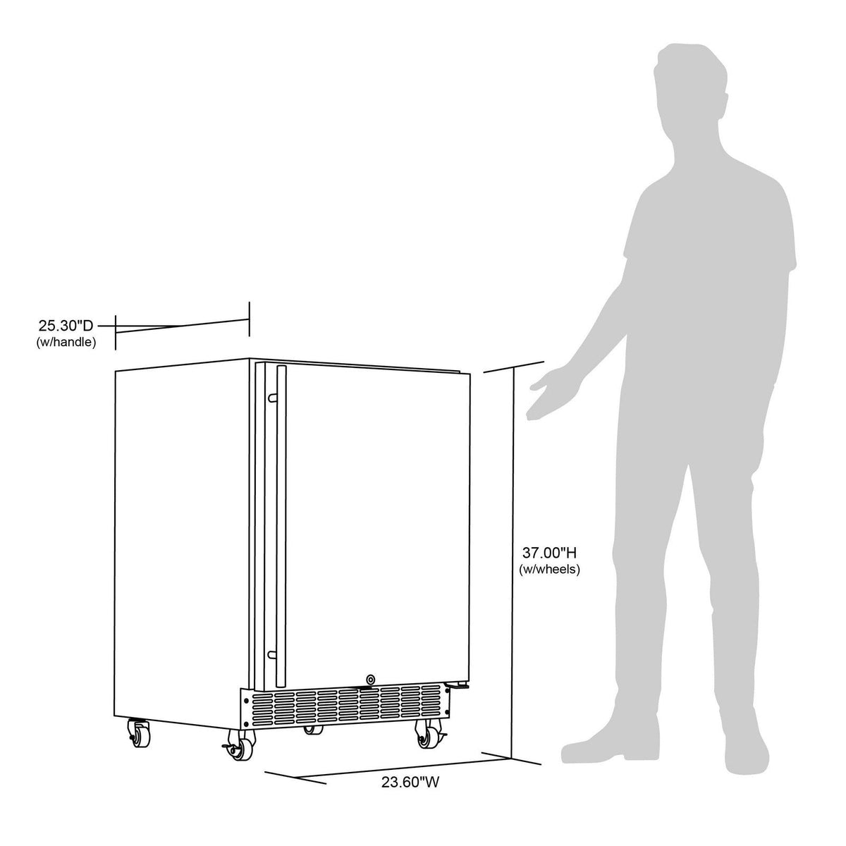 Newair - 24” 160-Can Built-in/Portable Weatherproof Outdoor Beverage Fridge (NOF160SS00) - Stainless Steel w/ Auto-Closing Door & Easy Glide Casters