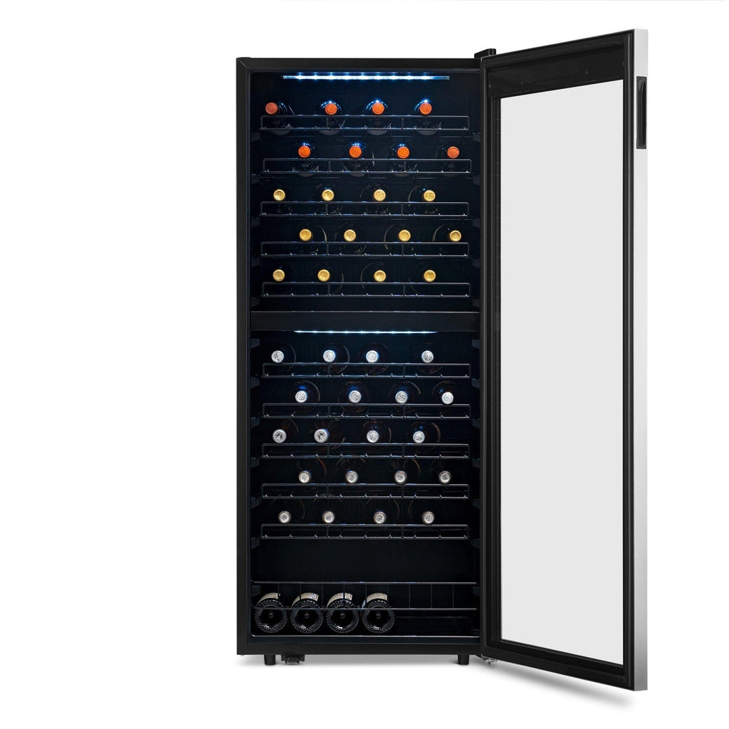 Newair - 98-Bottle Dual-Zone Freestanding Wine Cooler (NWC098SS00) w/ Low-Vibration Ultra-Quiet Inverter Compressor & Adjustable Racks