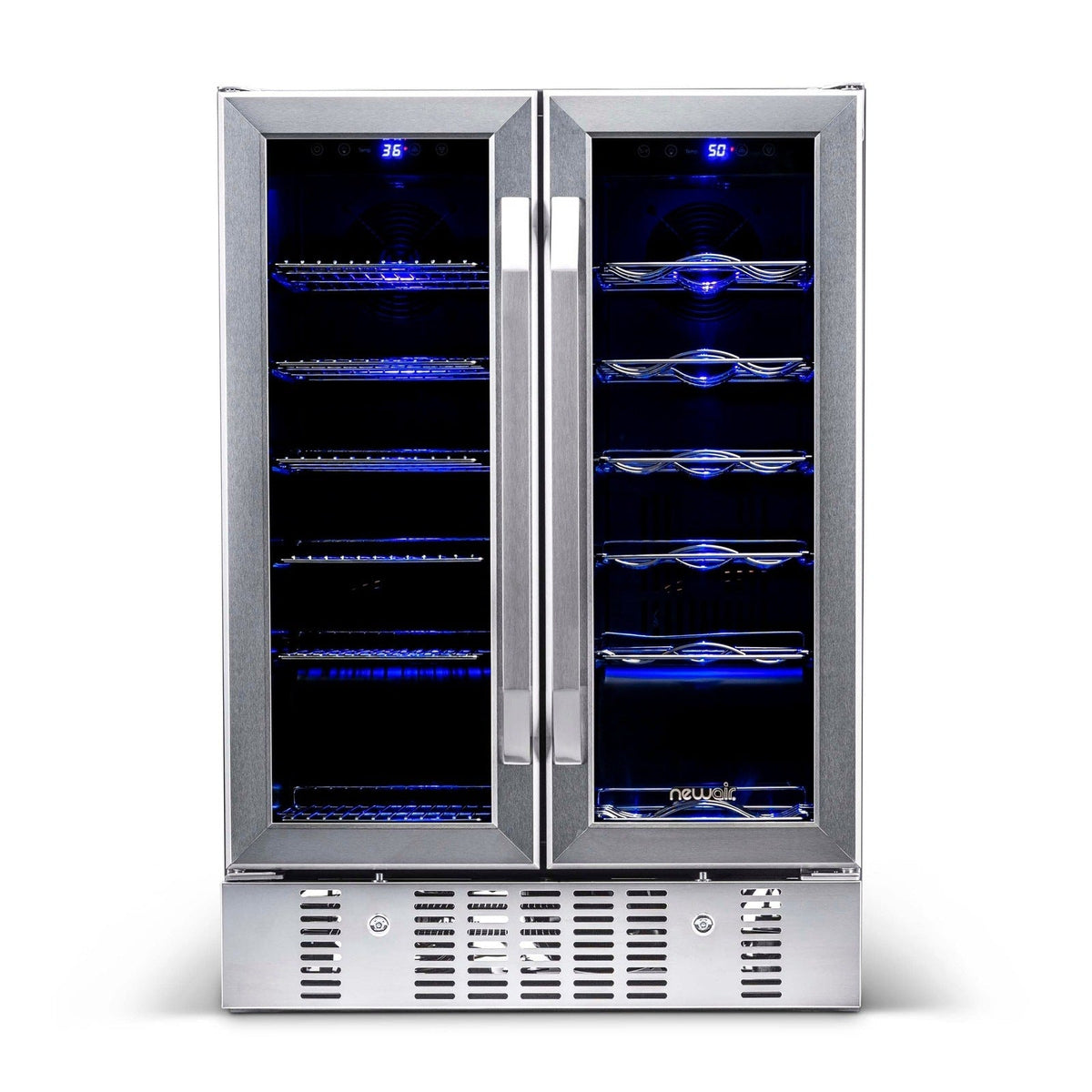 Newair - 24” 18-Bottle/58 Can Dual-Zone French Door Wine & Beverage Center (AWB-360DB)