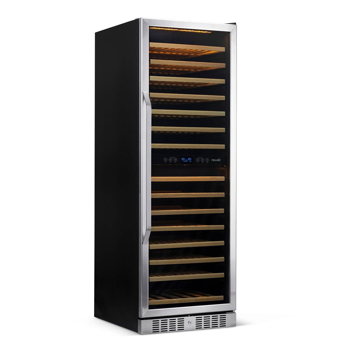 Newair - 27” 160-Bottle Dual-Zone Built-in/Freestanding Stainless Steel Wine Fridge (AWR-1600DB) - w/ Smooth Rolling Shelves