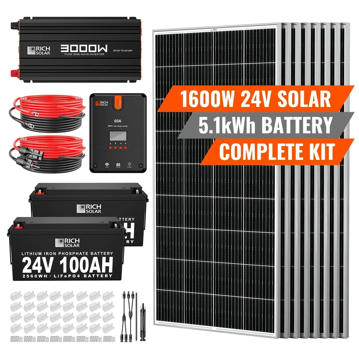 1600 Watt 24V Complete Solar Kit
